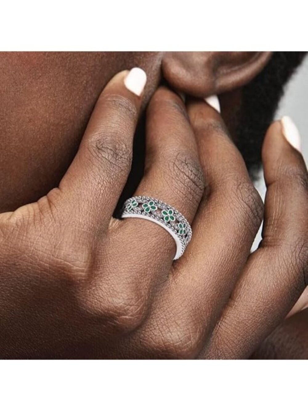 Four Clover 925 Sterling Silver Leaf Clover Dainty Inlaid Zircon Ring View 2